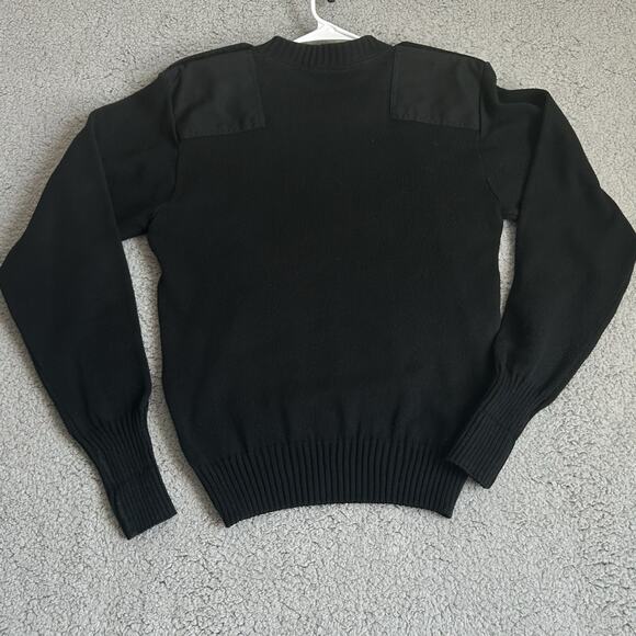 Vtg Citadel Sweater Mens L Black AB-458 Military Elbow Shoulder Patches V Neck - Picture 12 of 13
